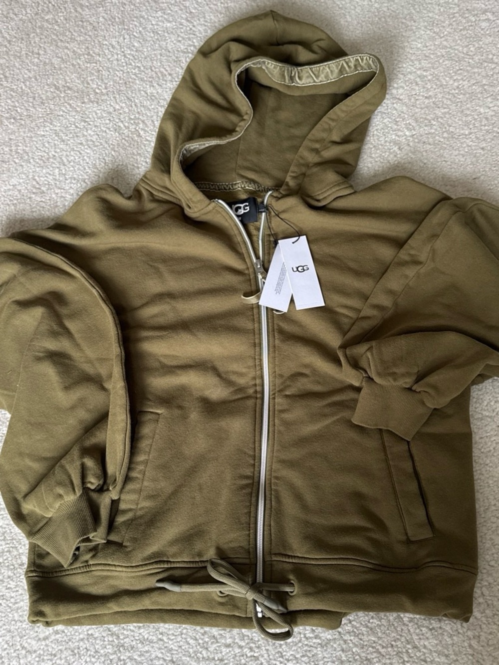 UGG Olive-Tan Fleece-Lined Zip Hoodie